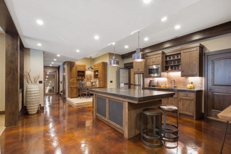 Second-kitchen-in-basement-showing-beautiful-electrical-lighting